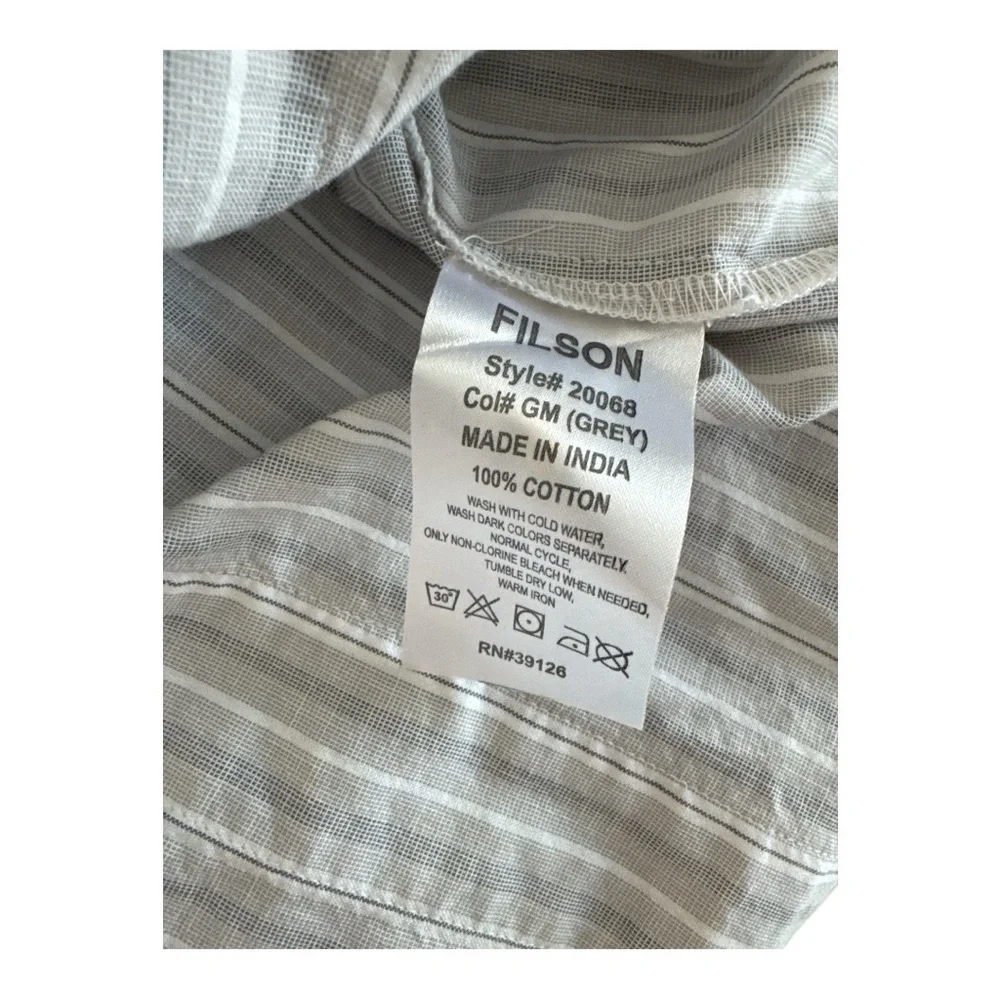 RARE Filsons Colville Cotton Shirt Dress Gray White w/ Belt Sz L